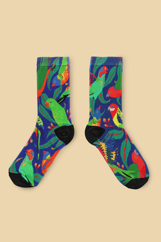 Julie White Socks - Parakeets