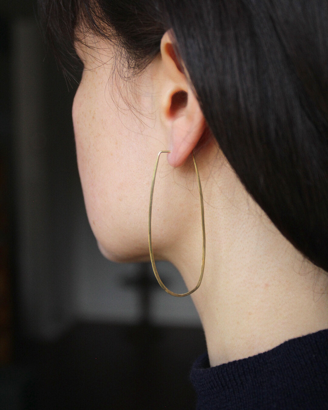 Large Oblong Bare Earrings Gold-Plated