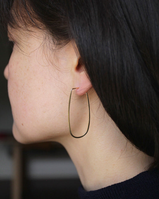 Medium Oblong Bare Earrings Gold-Plated