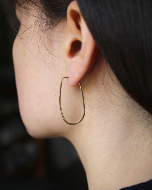 Small Oblong Bare Earrings Gold-Plated