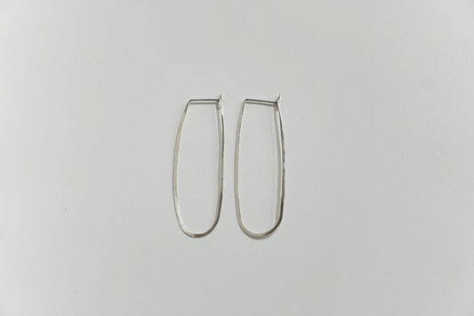 Large Oblong Bare Earrings Sterling Silver