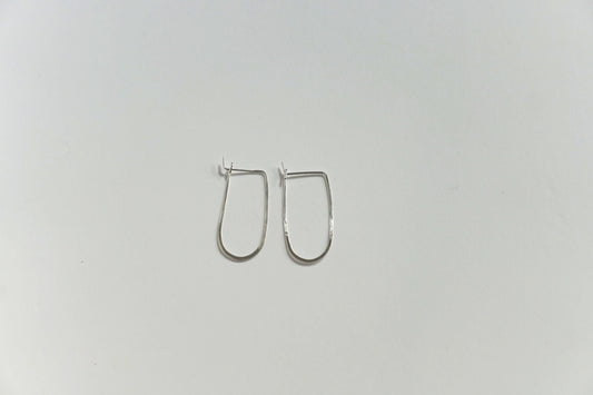 Small Oblong Bare Earrings Sterling Silver