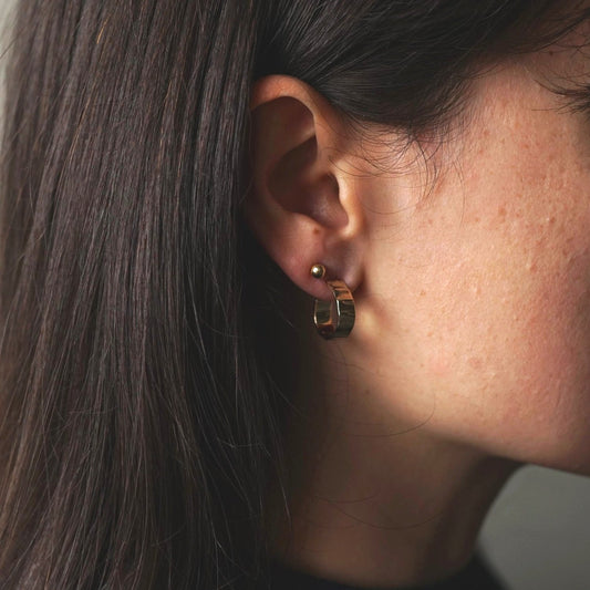 Mini Pleated Earrings Gold Plated