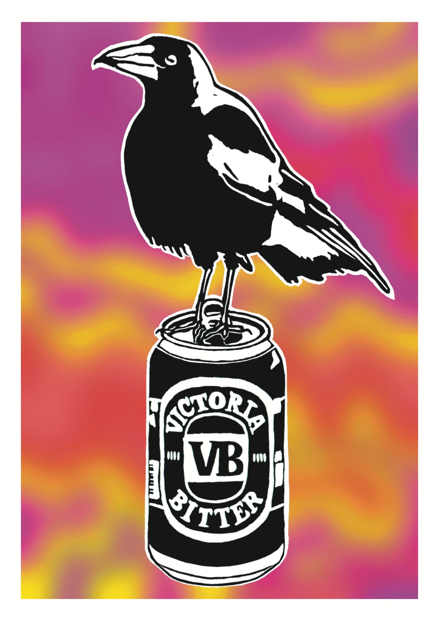 Thirsty Bird Print - Magpie & Victoria Bitter (Psychedelic)