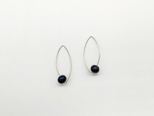 Black Freshwater Pearl Earrings - Large