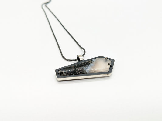 Inclusion Necklace - Asymmetric with Moss Agate Gemstone