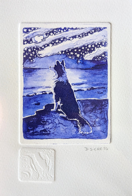 The Moonlit Dog - Solarplate Etching