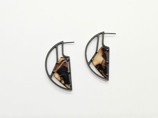 Inclusion Earrings - Half-Hoops with Montana Agate