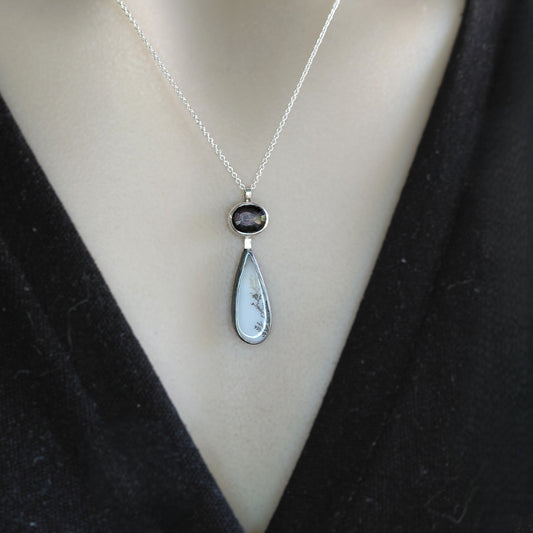 Inclusion Necklace - Spinel and Scenic Agate