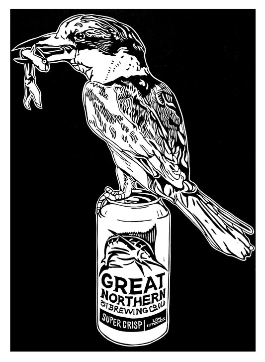 Thirsty Bird Print - Red-Backed Kingfisher & Great Northern