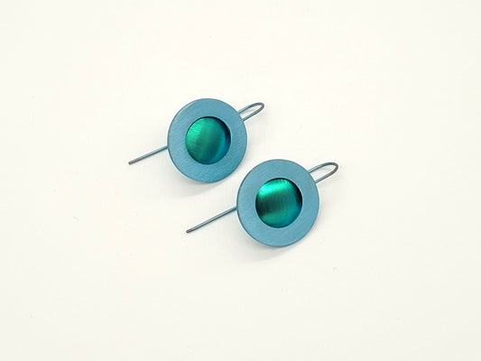 Anodised Titanium Washer Earrings with Domed Disc