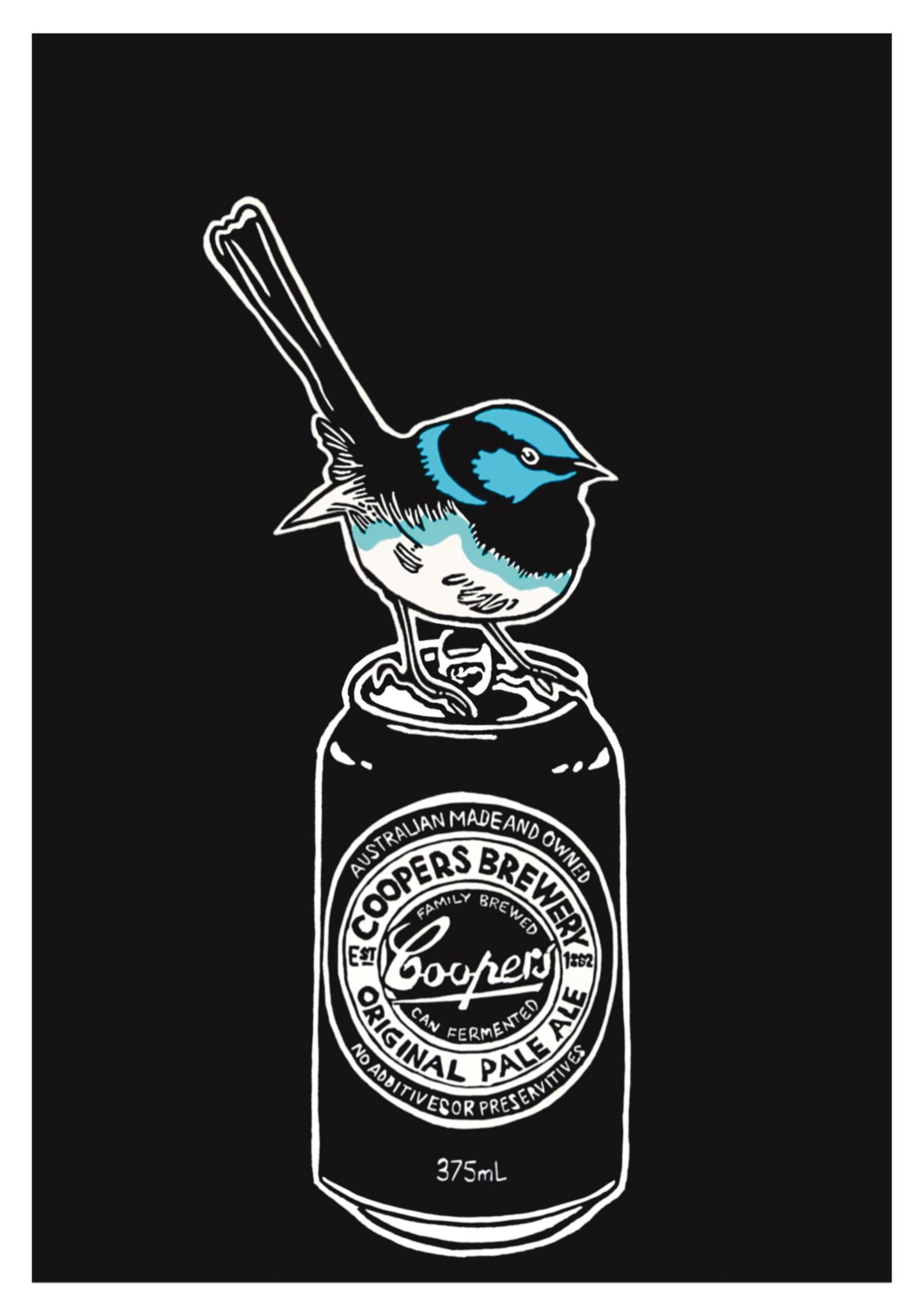 Thirsty Bird Print - Superb Fairywren & Coopers Original Pale Ale