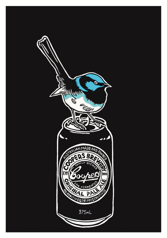 Thirsty Bird Print - Superb Fairywren & Coopers Original Pale Ale