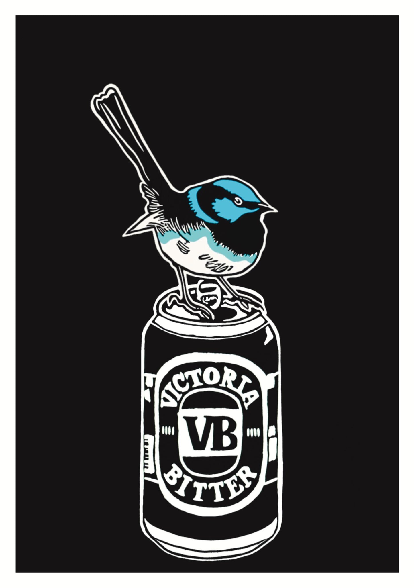 Thirsty Bird Print - Superb Fairywren & Victoria Bitter