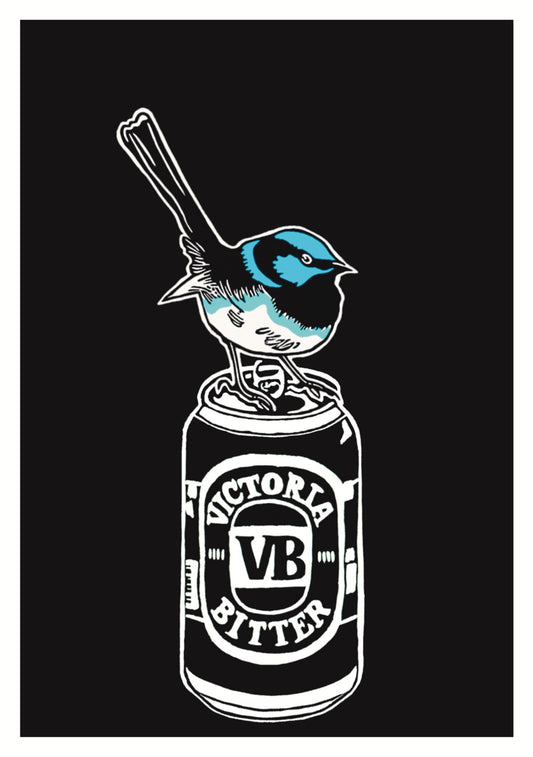 Thirsty Bird Print - Superb Fairywren & Victoria Bitter