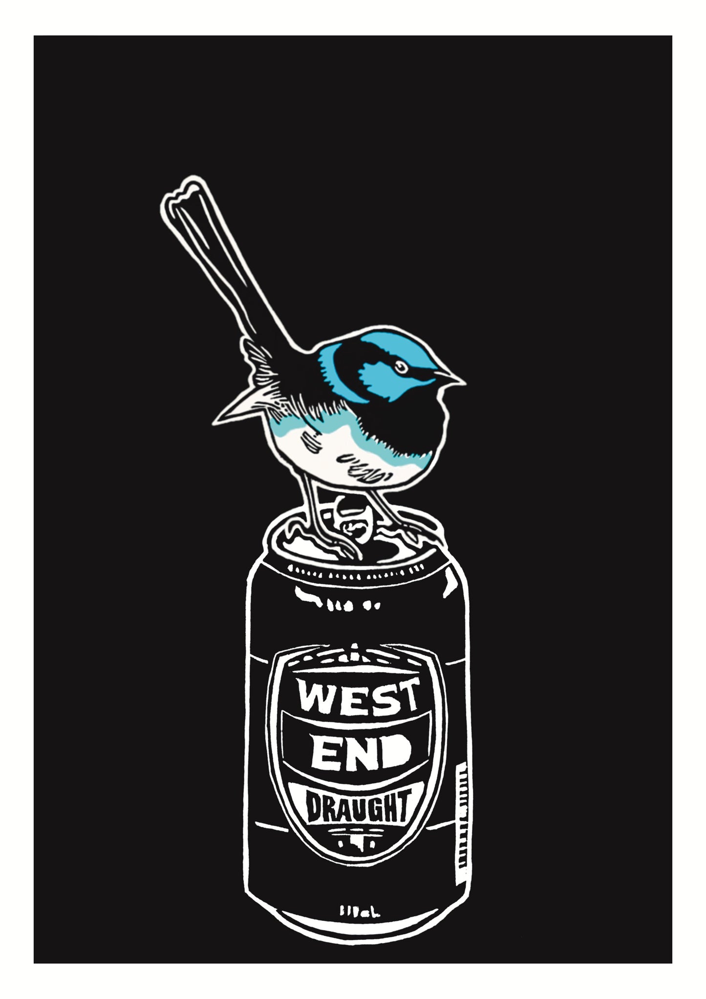 Thirsty Bird Print - Superb Fairywren & West End Draught