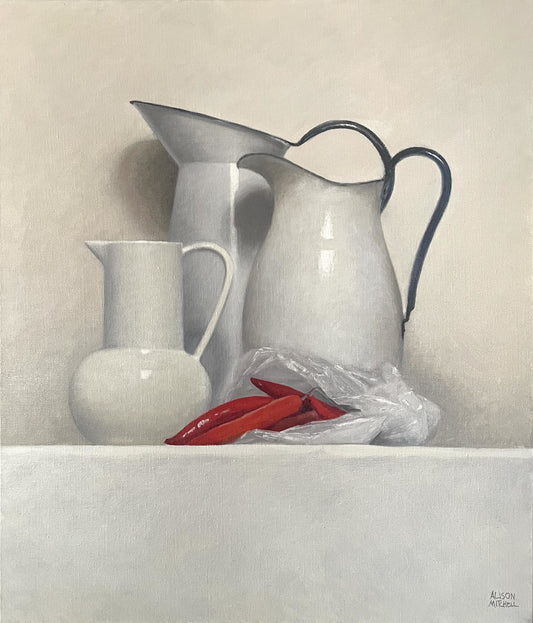 White Jugs with Chillies - Alison Mitchell