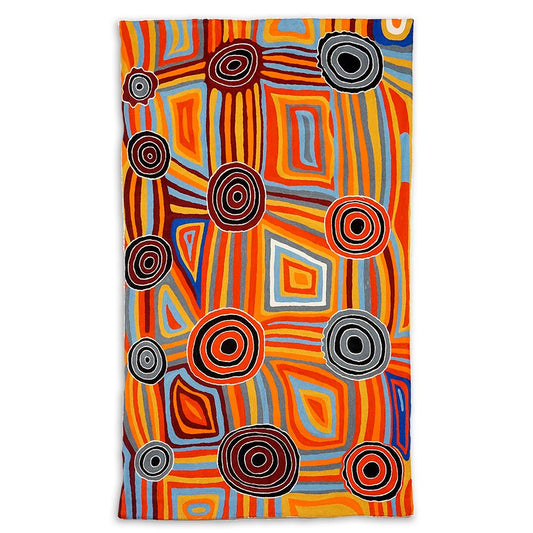 Chainstitch Wool Rug/Tapestry - Medium - Mary Napangardi Brown