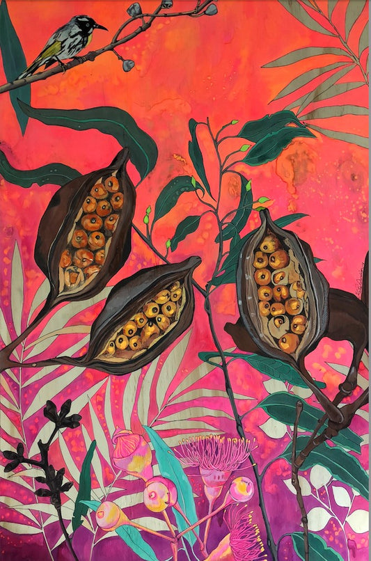 Mr. Honey with Seedpods in an Orange Sky - Limited Edition Print