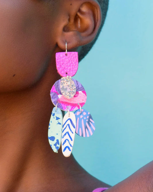 Bird Orchid Earrings - Hot Pink