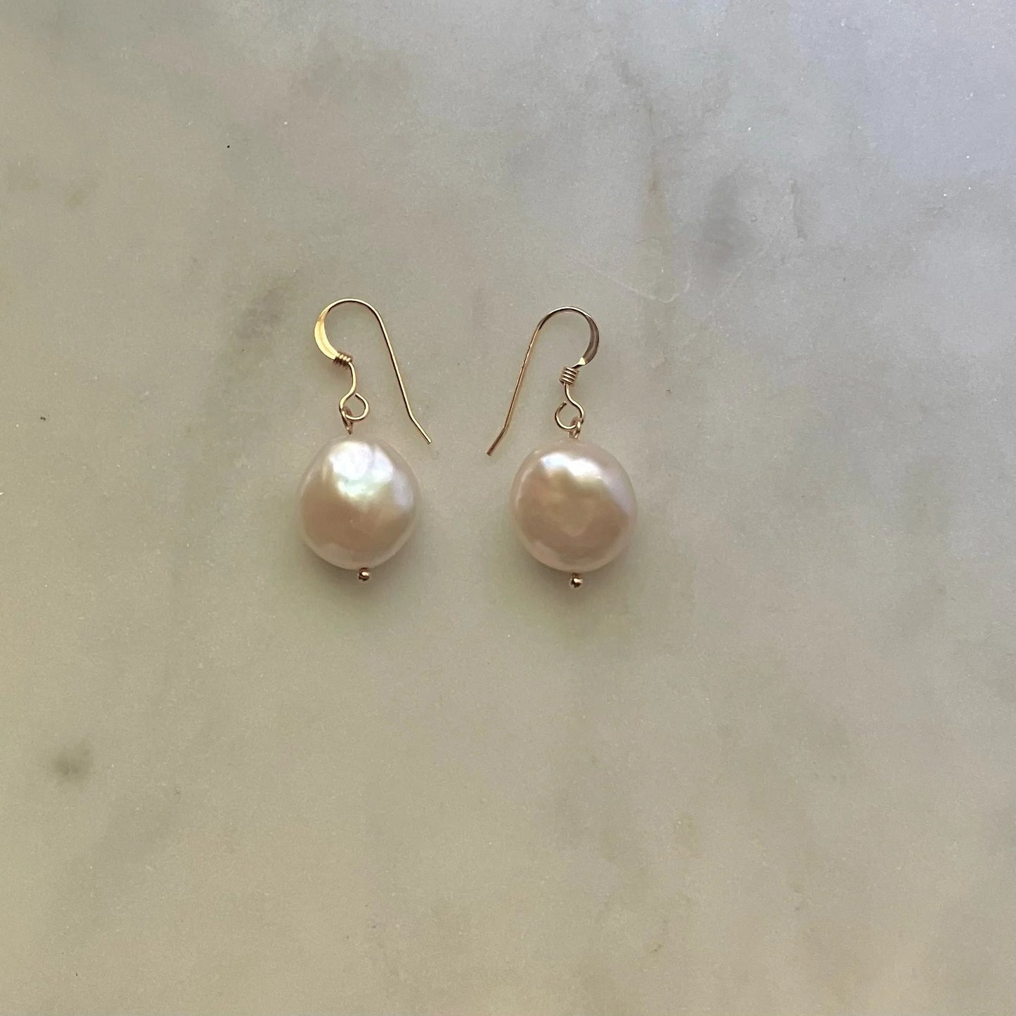 Coin Pearl and Gold Filled Earrings