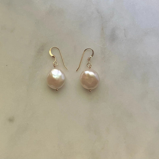 Coin Pearl and Gold Filled Earrings