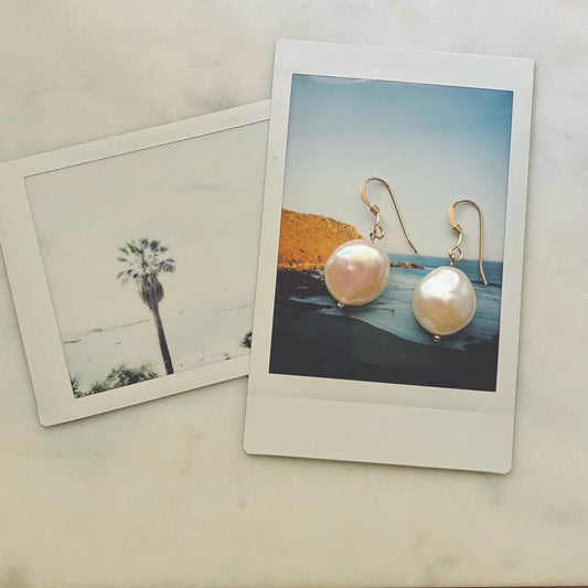 Coin Pearl and Gold Filled Earrings