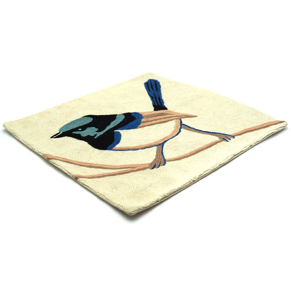 Chainstitch Cushion Cover - Blue Wren