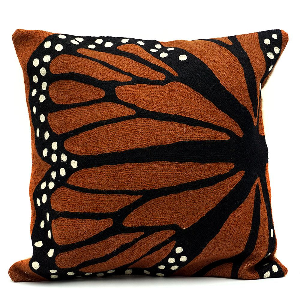 Chainstitch Cushion Cover - Monarch butterfly