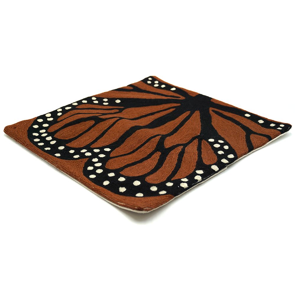 Chainstitch Cushion Cover - Monarch butterfly