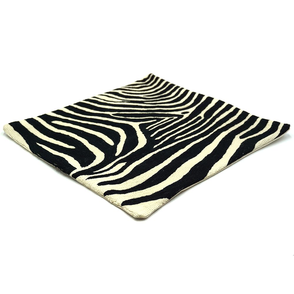 Chainstitch Cushion Cover - Zebra