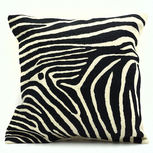 Chainstitch Cushion Cover - Zebra