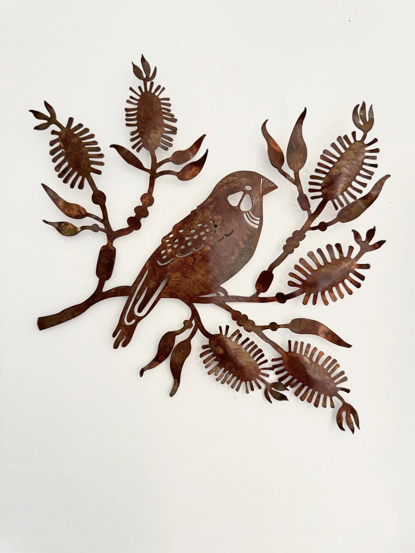 Finch and Bottlebrush - Wall Sculpture