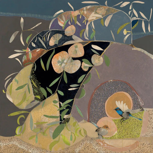 Gentle Growth - Blue Wren & Eucalyptus - Limited Edition Print by Dana Kinter