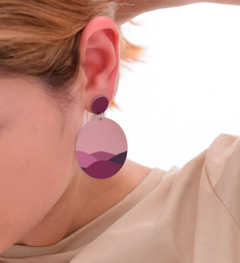 Moonage Daydream - Circle Drop Stud Earrings