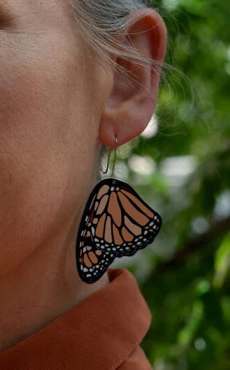 Nectar - Monarch Butterfly Wings - Shepherd's Hook Earrings