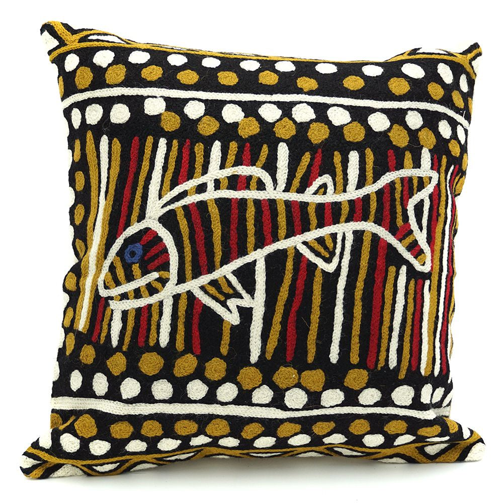 Chainstitch Cushion Cover - Fish (Muputi)