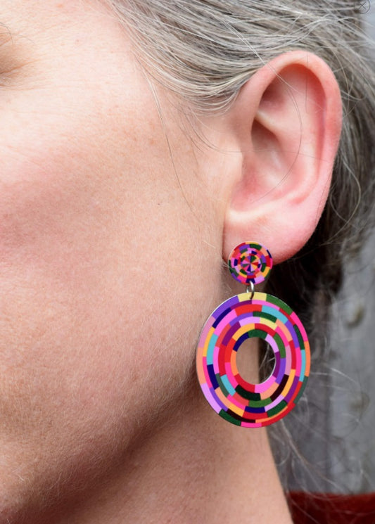 Rosey Posy - Circle Drop Stud Earrings