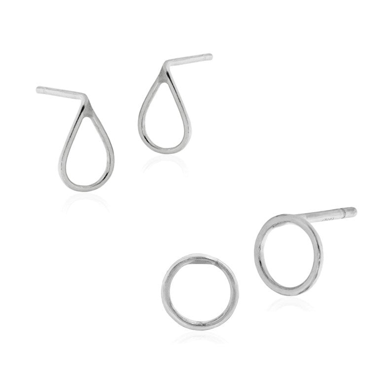 Simple Studs - Set of 2 (Teardrops + Circles)