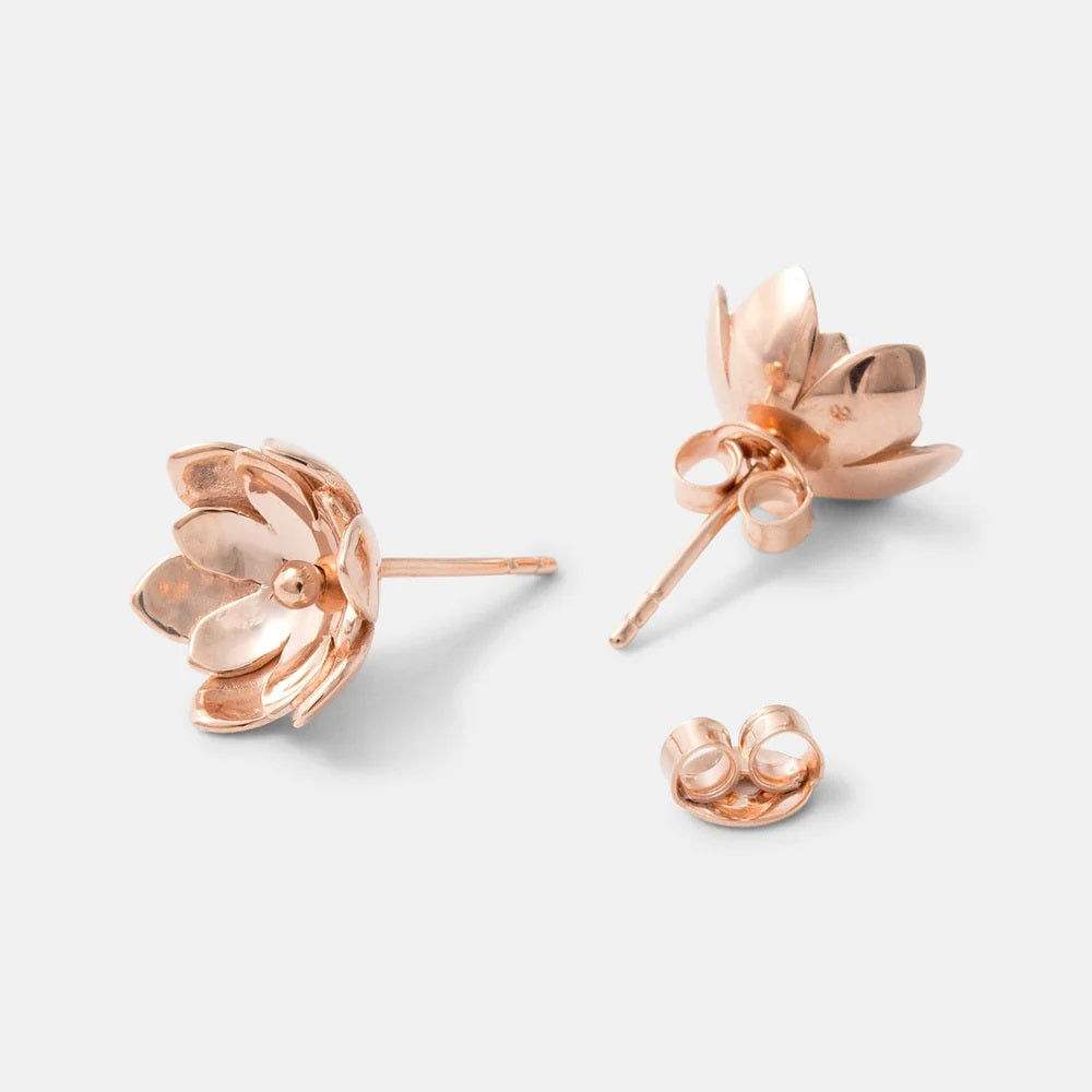 Double Tulip Rose Gold Stud Earrings