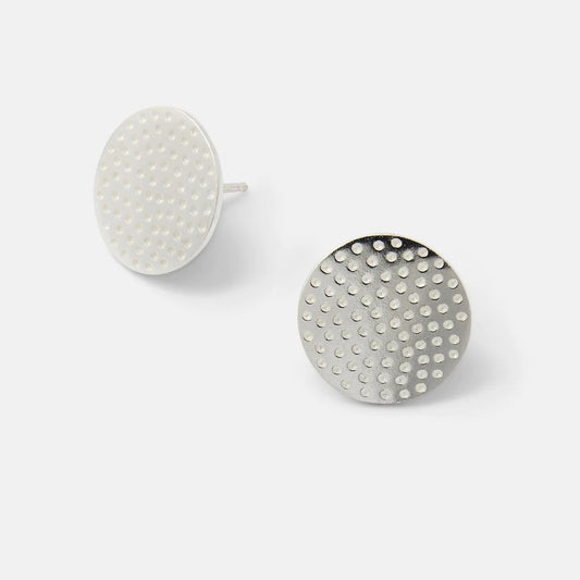 Dots Texture Silver Stud Earrings