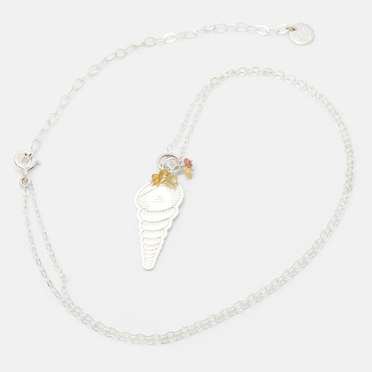 Spiral Shell & Yellow Sapphires Pendant