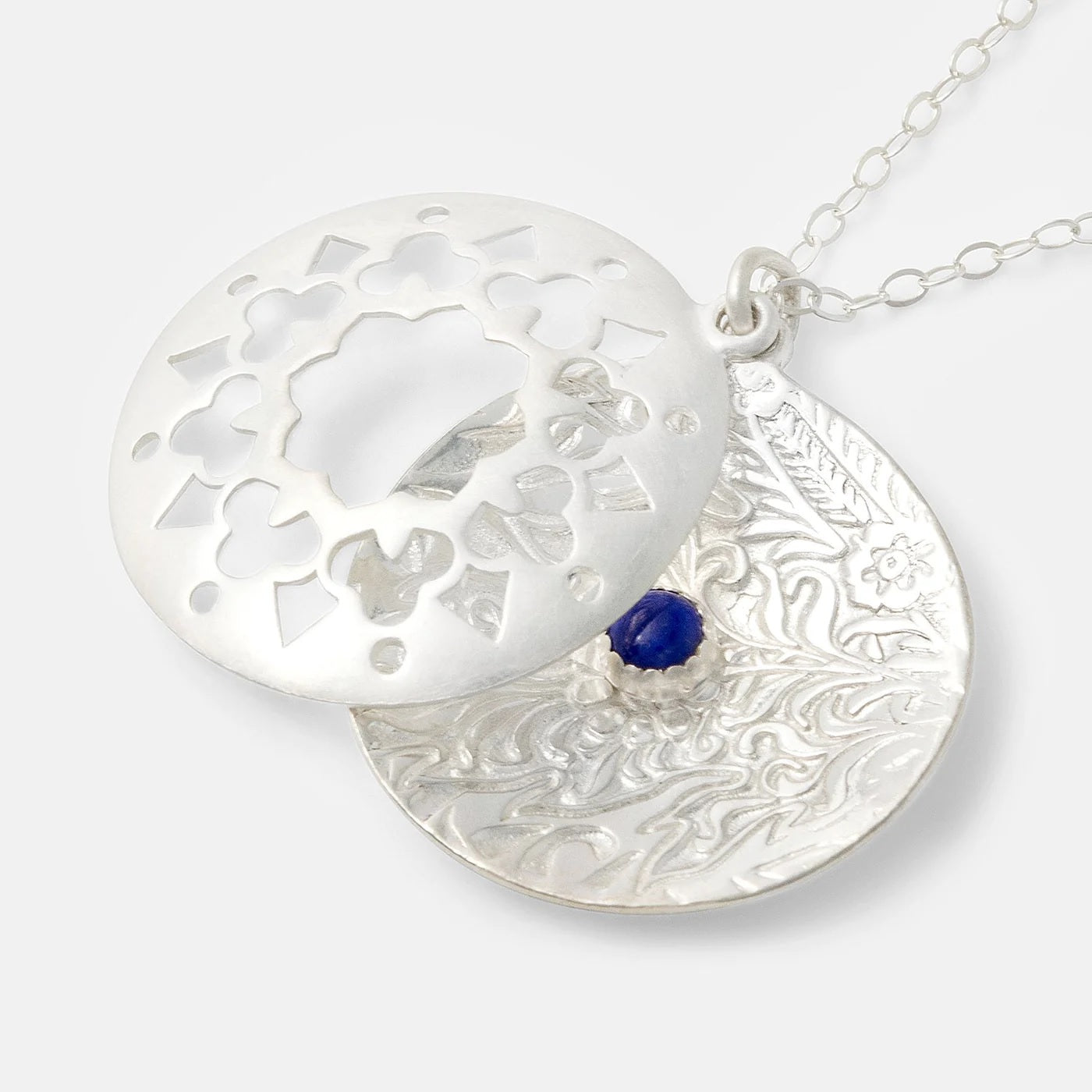 Mandala Open Locket Pendant with Lapis Lazuli