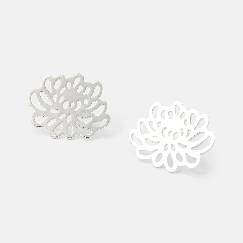 Chyrsanthemum Silver Stud Earrings