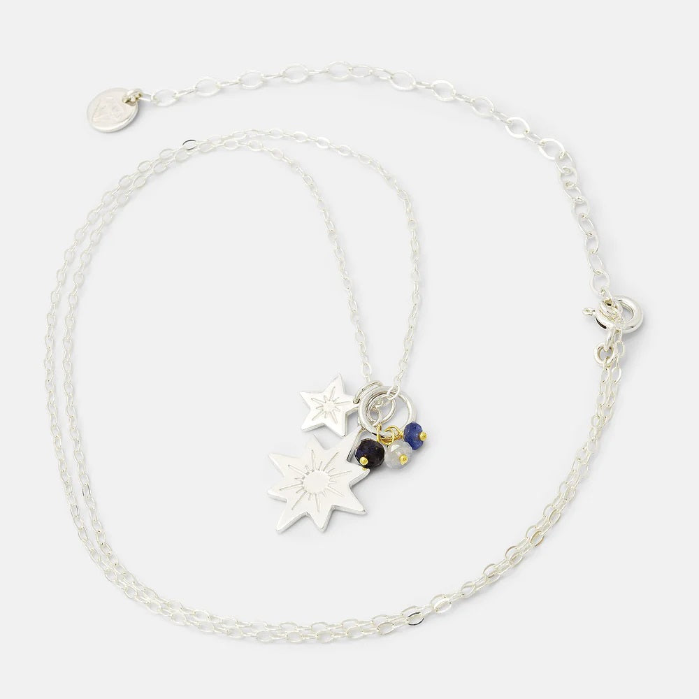 Stars & Sapphires Cluster Necklace