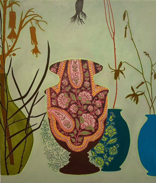 Yasmin Grass Pattern Vase Painting