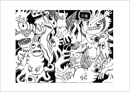Monsters - A3 Limited Edition Print - Black & White (Rectangle)