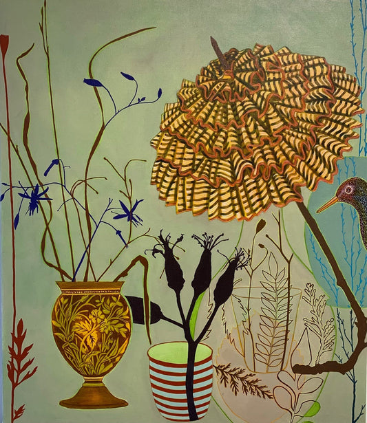Yasmin Grass Parasol Vase Painting