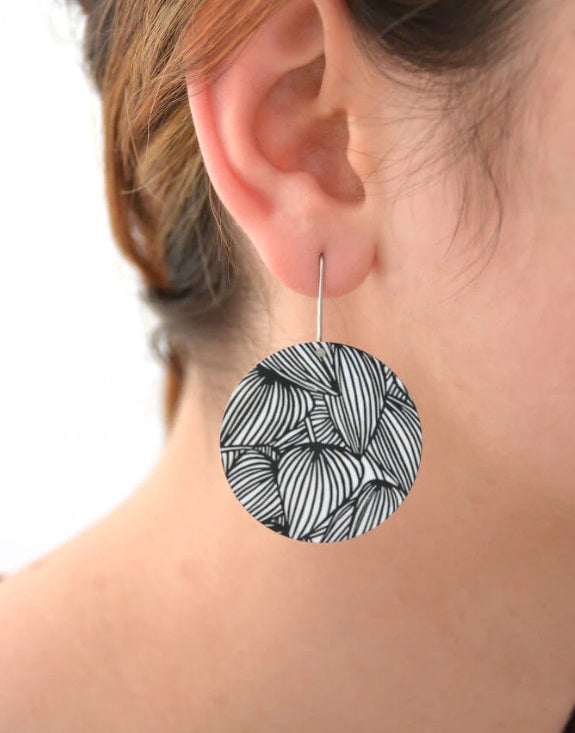 Luscious Leafy Lines - Circle Shepherds Hook Earrings