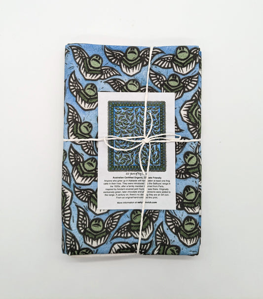 100 Years of Frog Cakes Tea Towel by Sally Heinrich (Green)